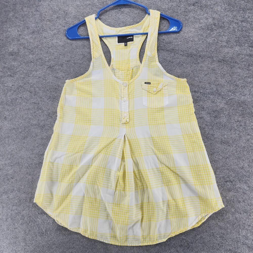 Hurley Shirt Womens Small Sleeveless Yellow Plaid
